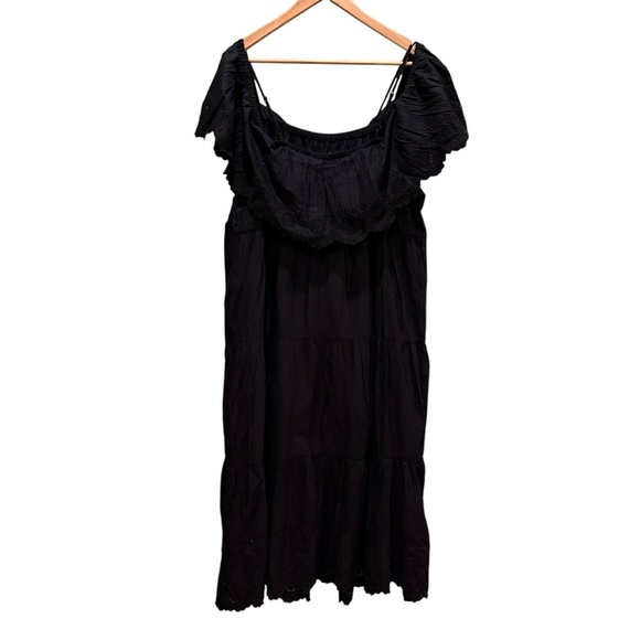 Old Navy New Black Eyelet Maxi Swing Dress XXL Festival Hippie Boho Peasant - Picture 8 of 10